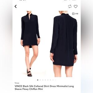 Vince black silk dress  with pockets and belt size XS / S